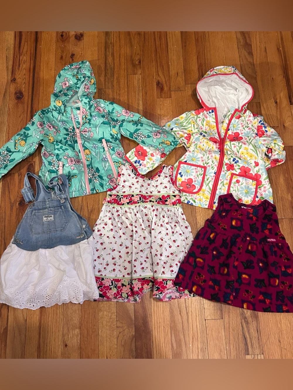 Girls Floral Hooded Raincoat - Mint Green